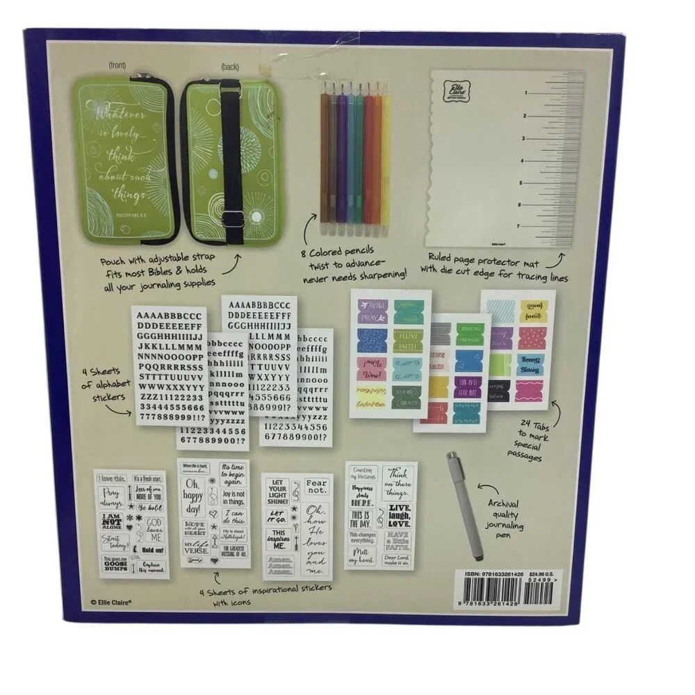 Bible‎ Journaling Kit Stickers Colored Pencils Case Ellie Claire NEW